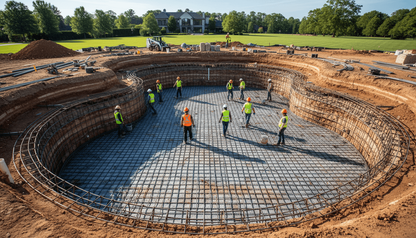 Construção de piscina de concreto em obra em Lisboa